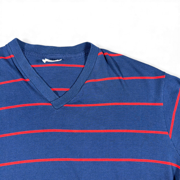 Vintage Towncraft Shirt Adult LARGE Blue Red Striped Penneys Penn Prest 60s - Picture 2 of 6